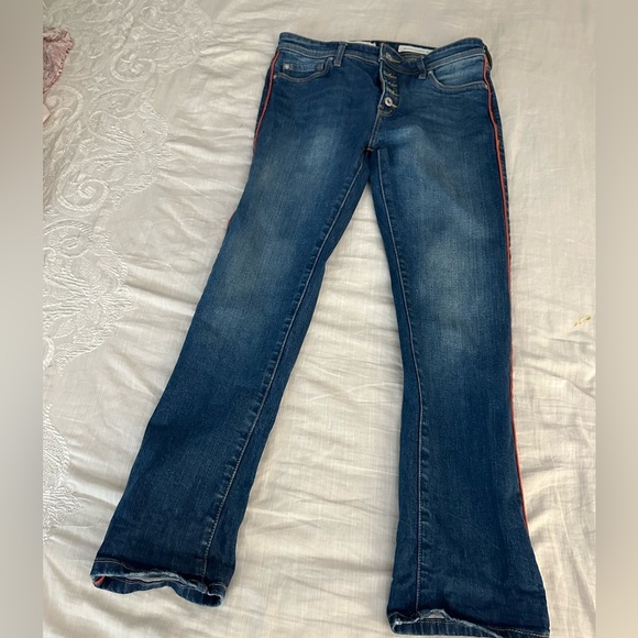 Pilcro and the Letterpress Relaxed Straight Red Stripe Ankle Denim Jeans (J2) - Picture 5 of 11